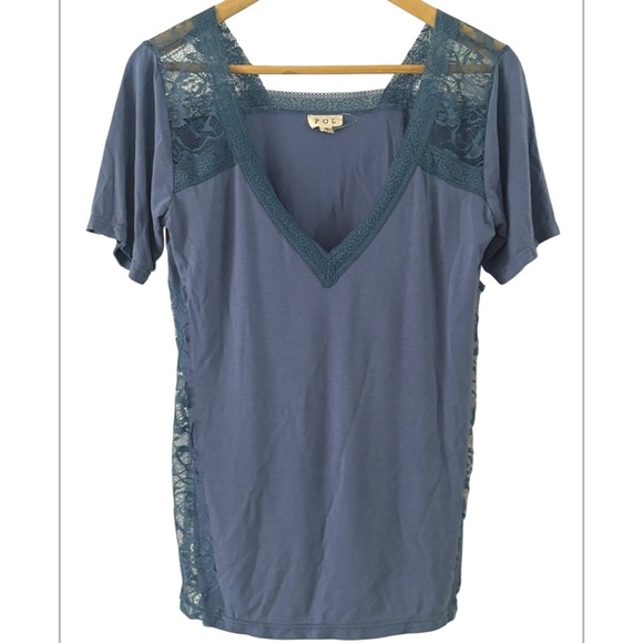 POL Contrasting Lace Top NWOT - Picture 1 of 4